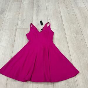 Lulus Darling Delight Skater Mini Dress in Fuchsia Pink, Size s